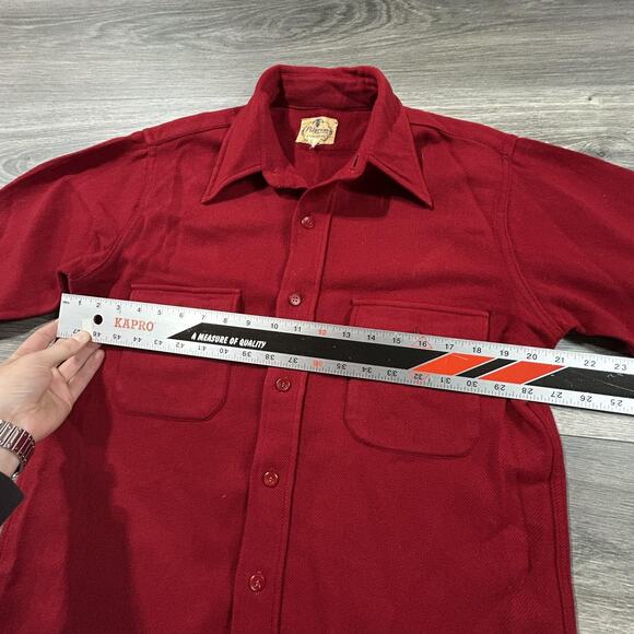 True Vintage 50s Pilgrim Shirt Mens Large Wool Leather Elbow Patch Made in USA - Picture 6 of 7